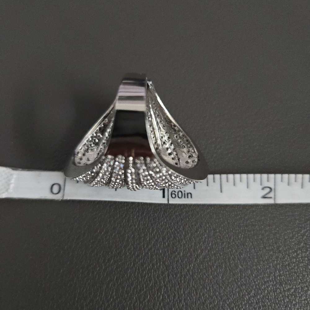 Huge Bold CZ White Gold Oval Cut Away Cocktail Ri… - image 3
