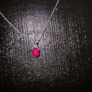 Necklace sterling silver with Burma ruby .86 ct