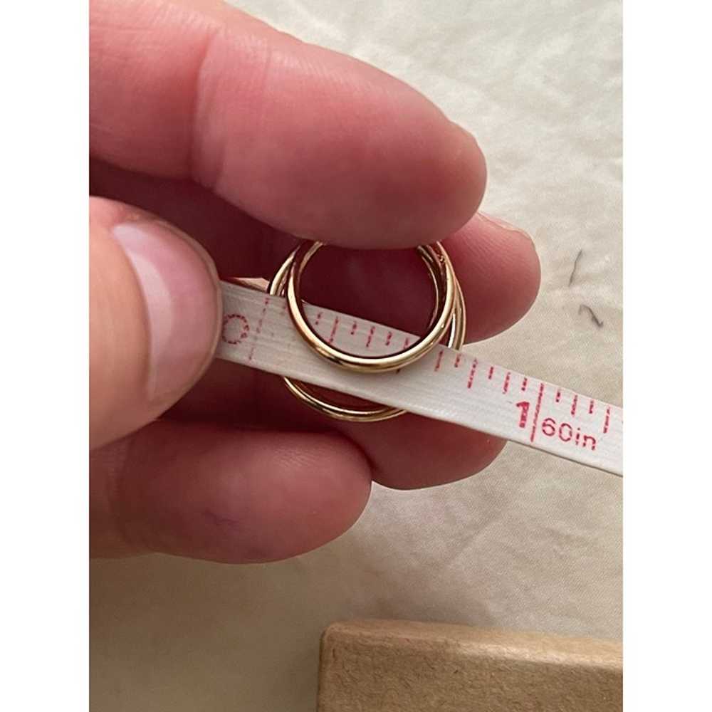 Vintage Gold Tone Triple Hoop Pierced Earrings - image 10