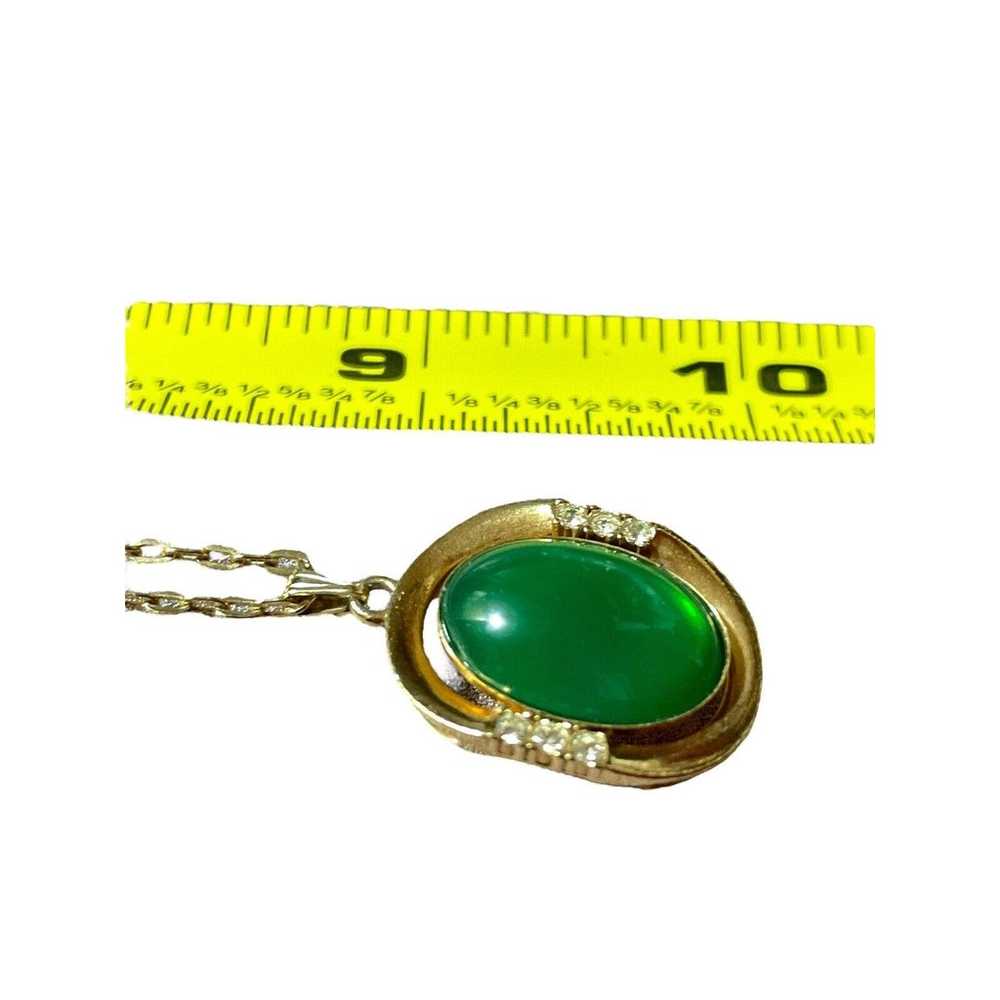 Vintage Sarah Cov Necklace Gold Tone Oval Green A… - image 7