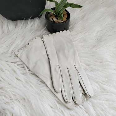 Vintage White Real Kid Soft Leather Gloves
