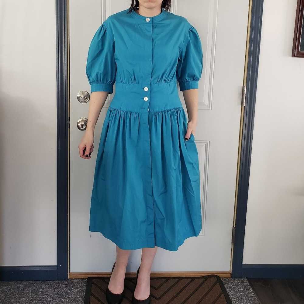 50s/60s Blue Day Dress - image 1