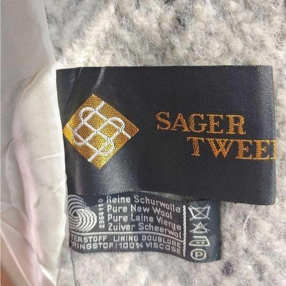 Vintage 50s Sager Tweed 100% Wool Grey Cream Jack… - image 9