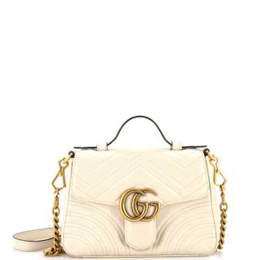 GUCCI GG Marmont Top Handle Flap Bag Matelasse Le… - image 1