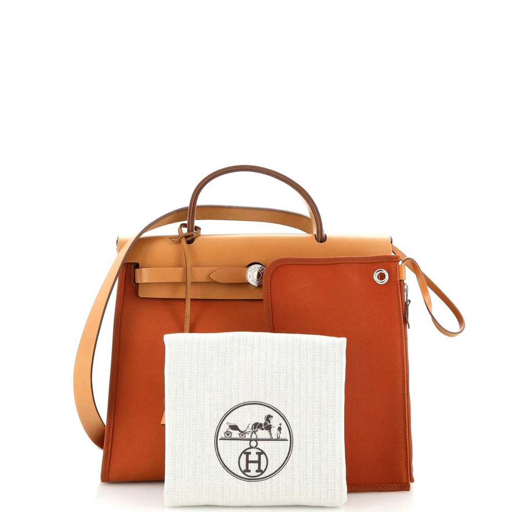 Hermes Herbag Zip Leather and Toile 31 - image 2