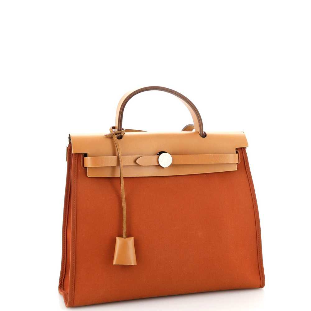 Hermes Herbag Zip Leather and Toile 31 - image 3