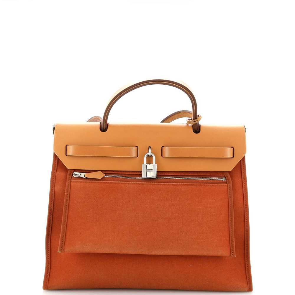 Hermes Herbag Zip Leather and Toile 31 - image 4