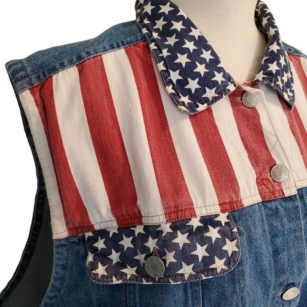 Vintage 90s Quizz Jeans American Flag Denim Vest … - image 2