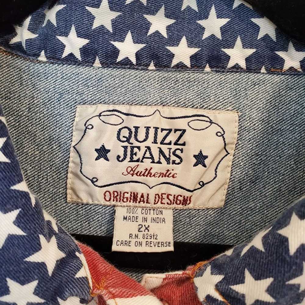 Vintage 90s Quizz Jeans American Flag Denim Vest … - image 3