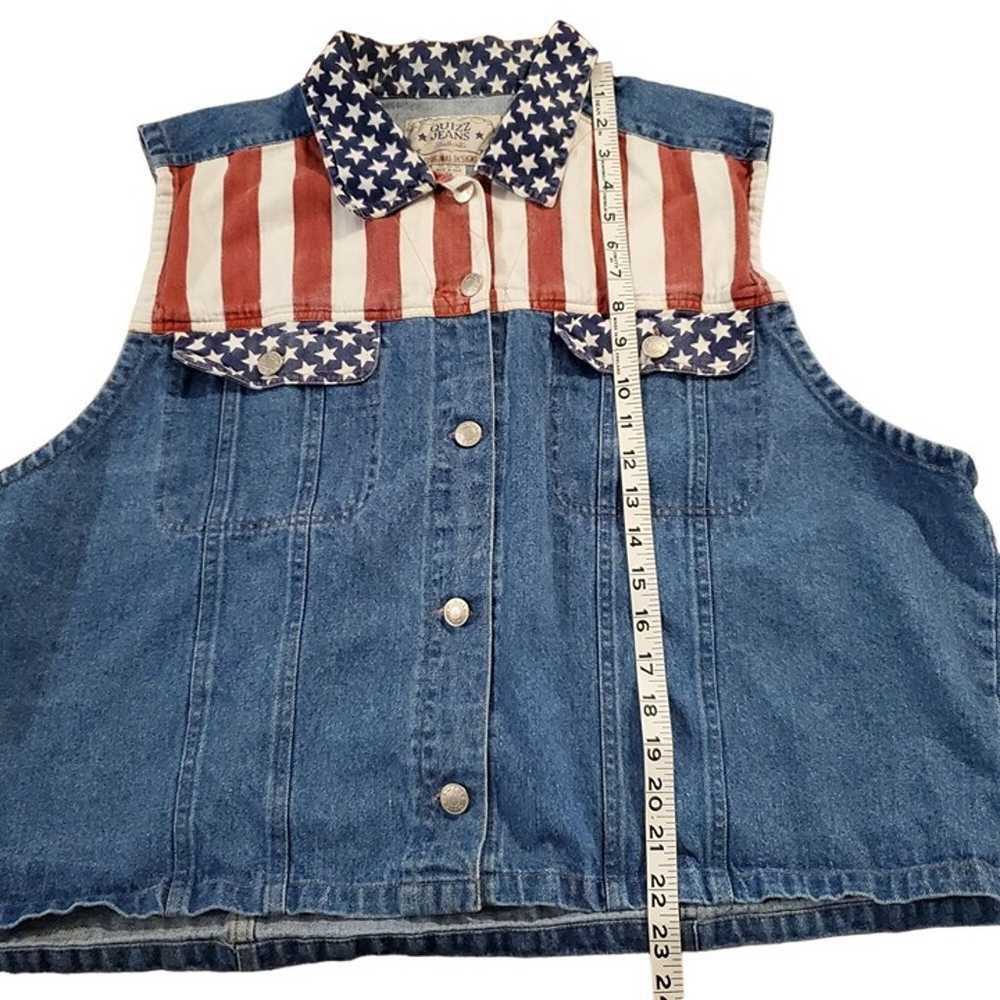 Vintage 90s Quizz Jeans American Flag Denim Vest … - image 7