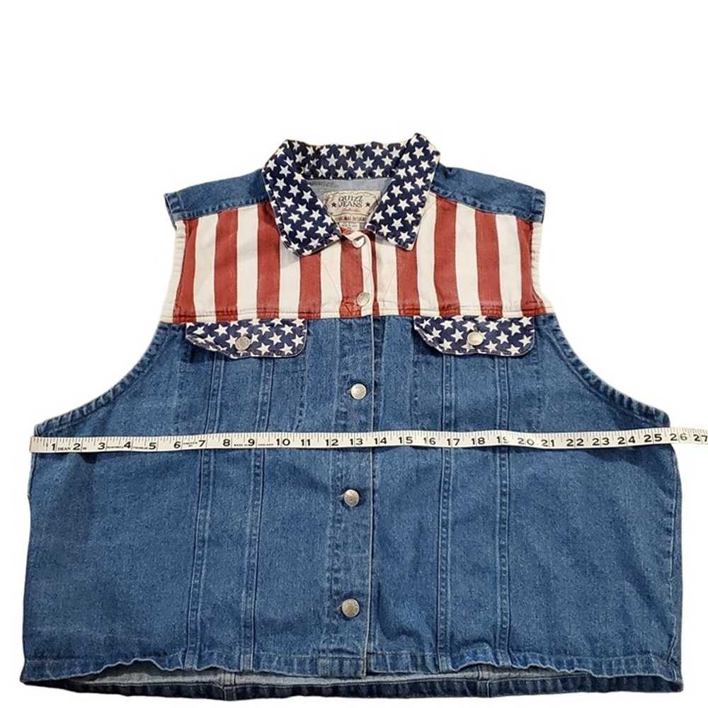 Vintage 90s Quizz Jeans American Flag Denim Vest … - image 8