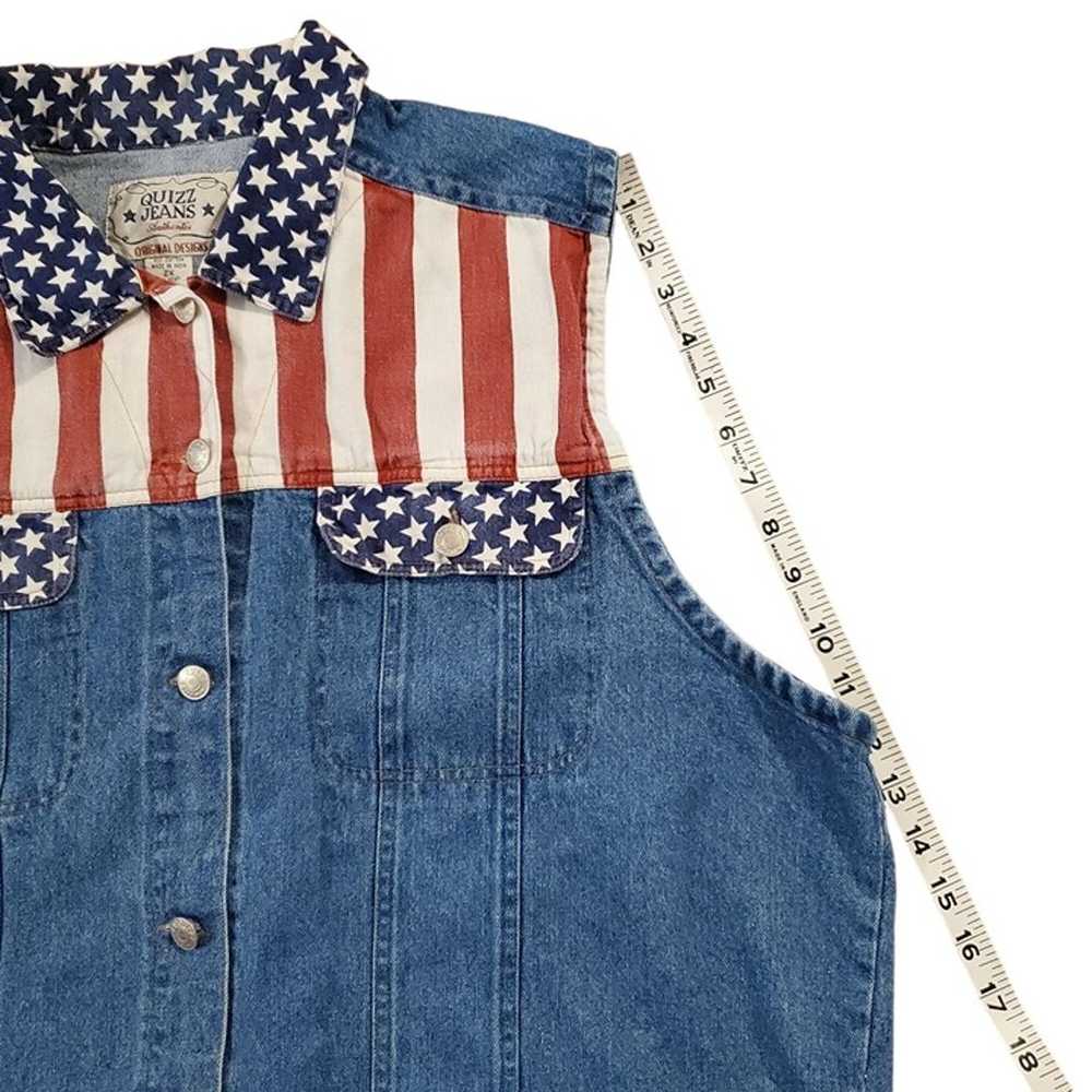 Vintage 90s Quizz Jeans American Flag Denim Vest … - image 9