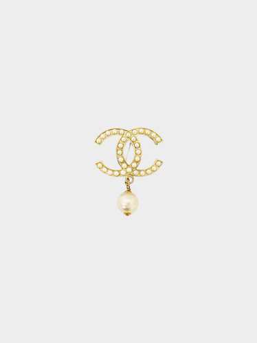 Chanel 2010s Gold CC Pearl Brooch