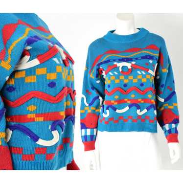 Vintage 90s Vintage Novelty Sweater Geometric Art… - image 1