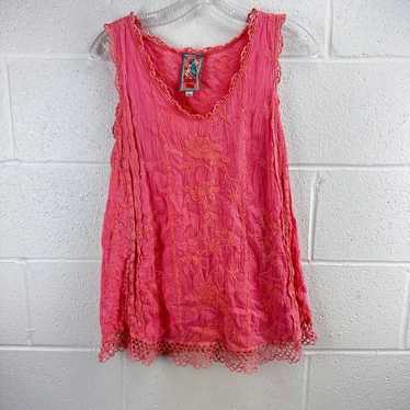 Johnny Was Johnny Was Pink Eyelet Lace Trim Embro… - image 1