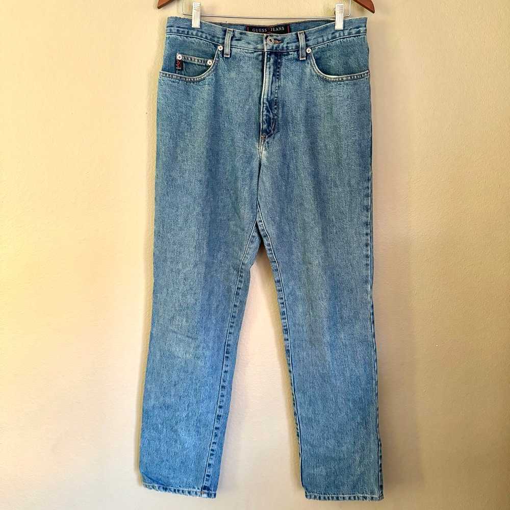 Vintage MENS Guess Light Wash Slim Straight Jeans… - image 2