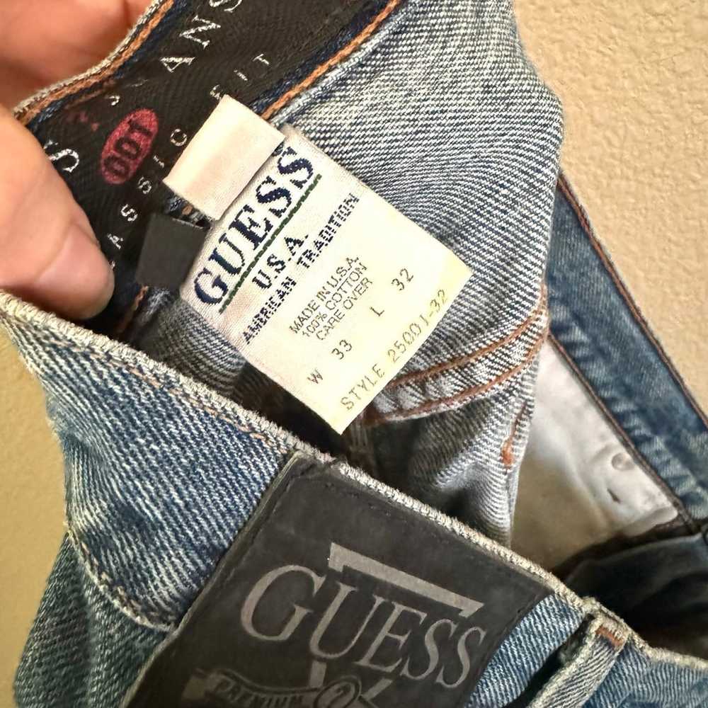 Vintage MENS Guess Light Wash Slim Straight Jeans… - image 9
