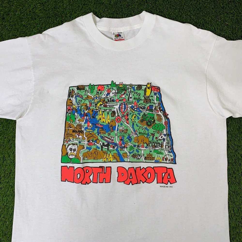 Vintage Vintage 90s North Dakota Landmarks Art T … - image 1