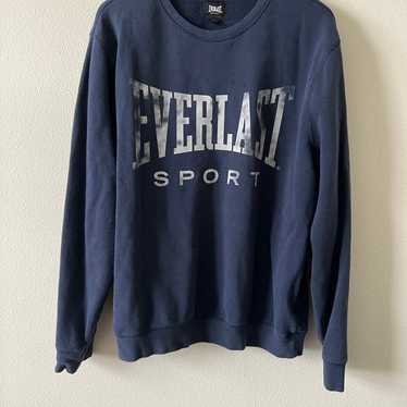 Everlast Navy Blue Cotton Maxi Logo Crewneck Sweatshirt