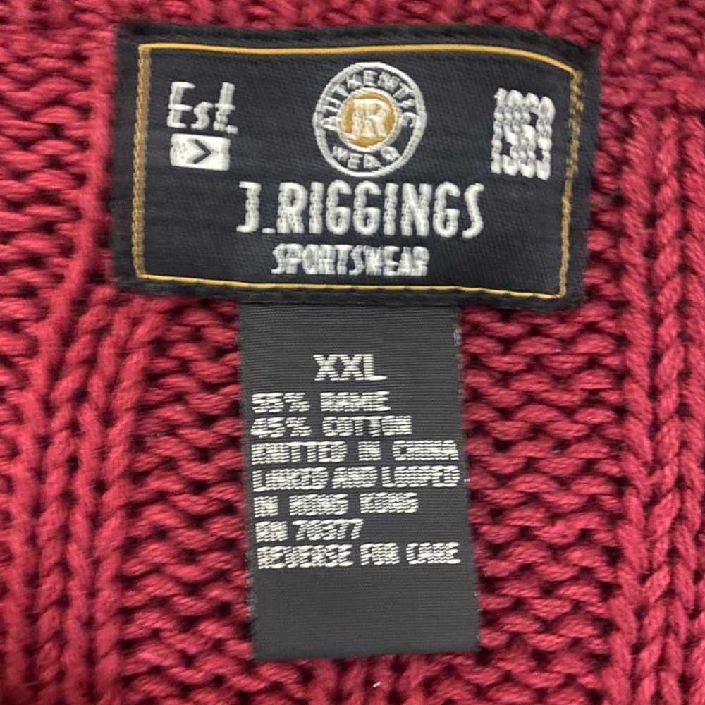 J. Riggings Sportswear deep red V-neck cable knit… - image 3
