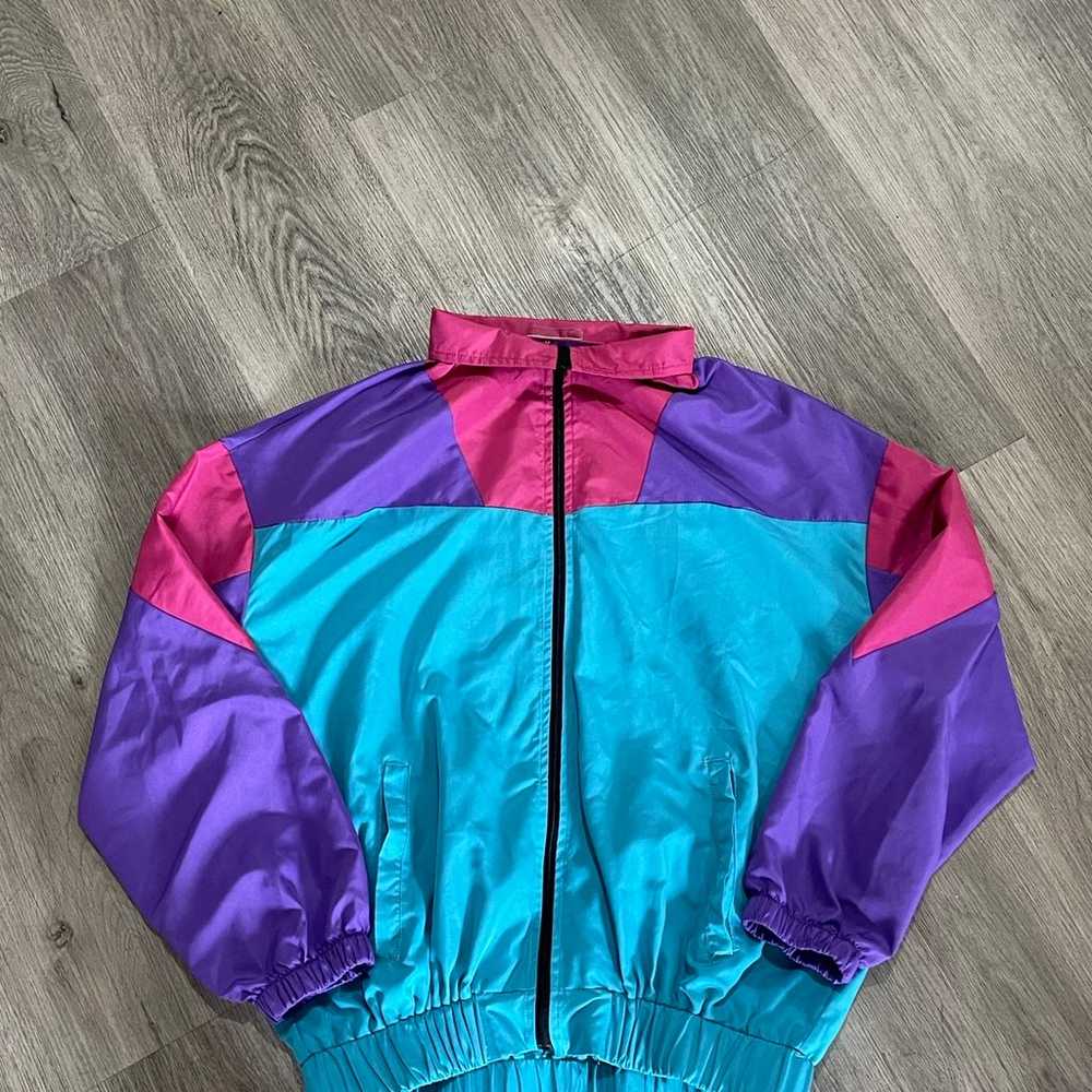 Vintage 80’s color block retro tracksuit jacket - image 1