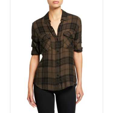 Rails Rails Brent Olive Jet Green Black Plaid Top 