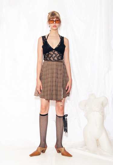 Vintage Y2K IKKS Skirt in Plaid Brown Reconstructe