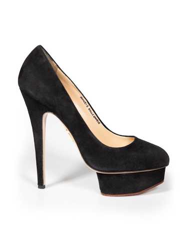 Charlotte Olympia Black Suede Dolly 145 Heels - image 1