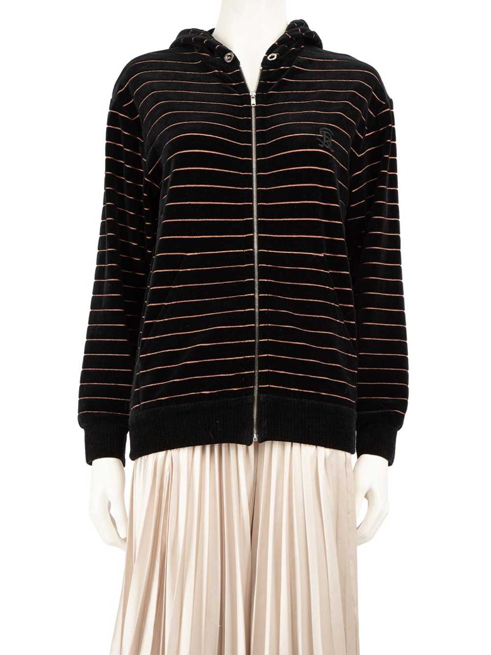 Sonia Rykiel Black Velvet Striped Zipped Jacket - image 1