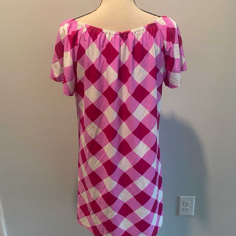 Jude Connally Pink Gingham Check Plaid Shift Dres… - image 4