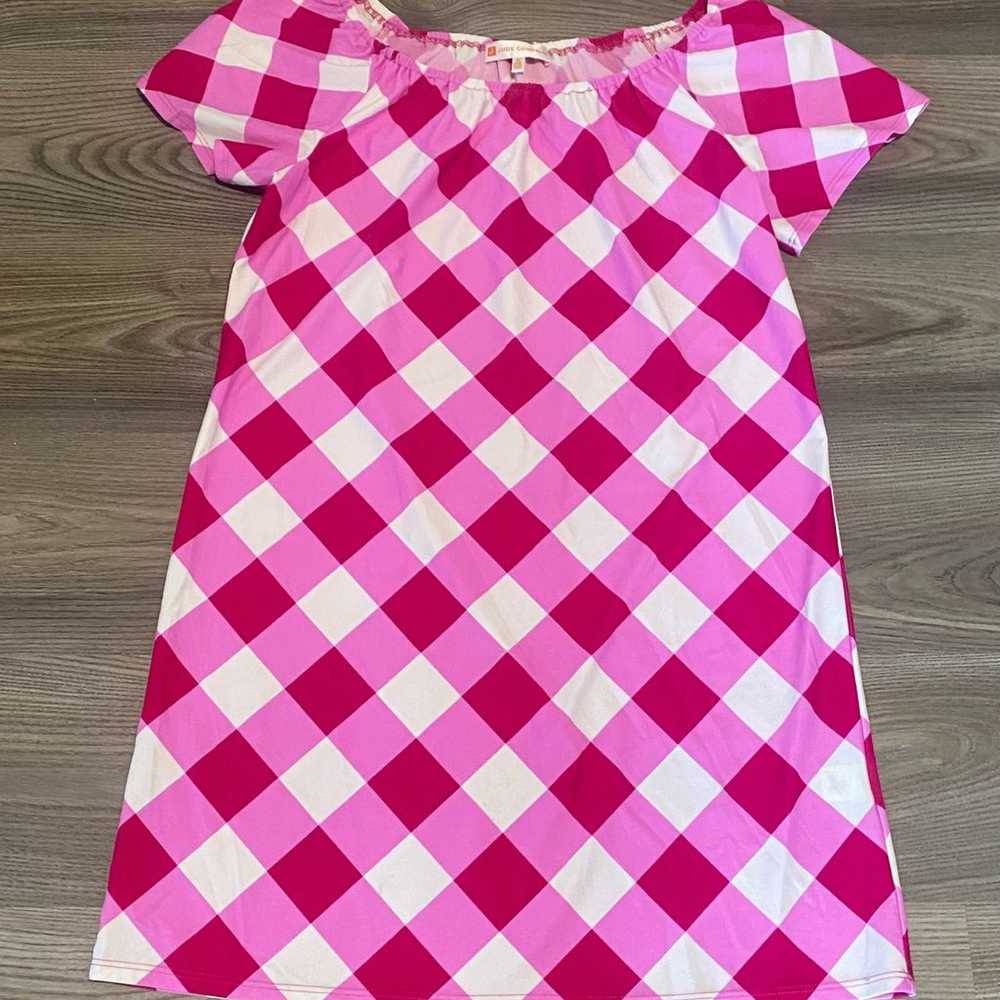 Jude Connally Pink Gingham Check Plaid Shift Dres… - image 5