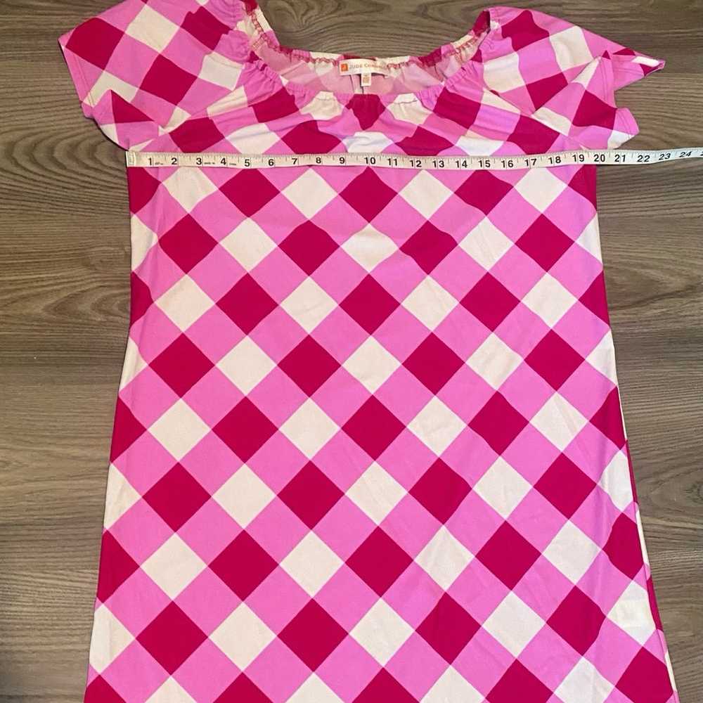 Jude Connally Pink Gingham Check Plaid Shift Dres… - image 8