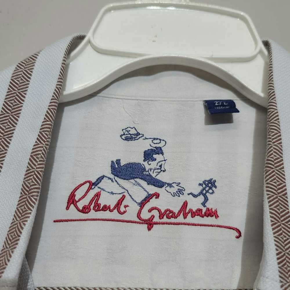 Robert Graham Robert Graham Blue Brown Striped Bu… - image 3