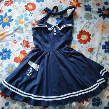 HOT TOPIC Hell Bunny Vixen Blue Sailor Dress