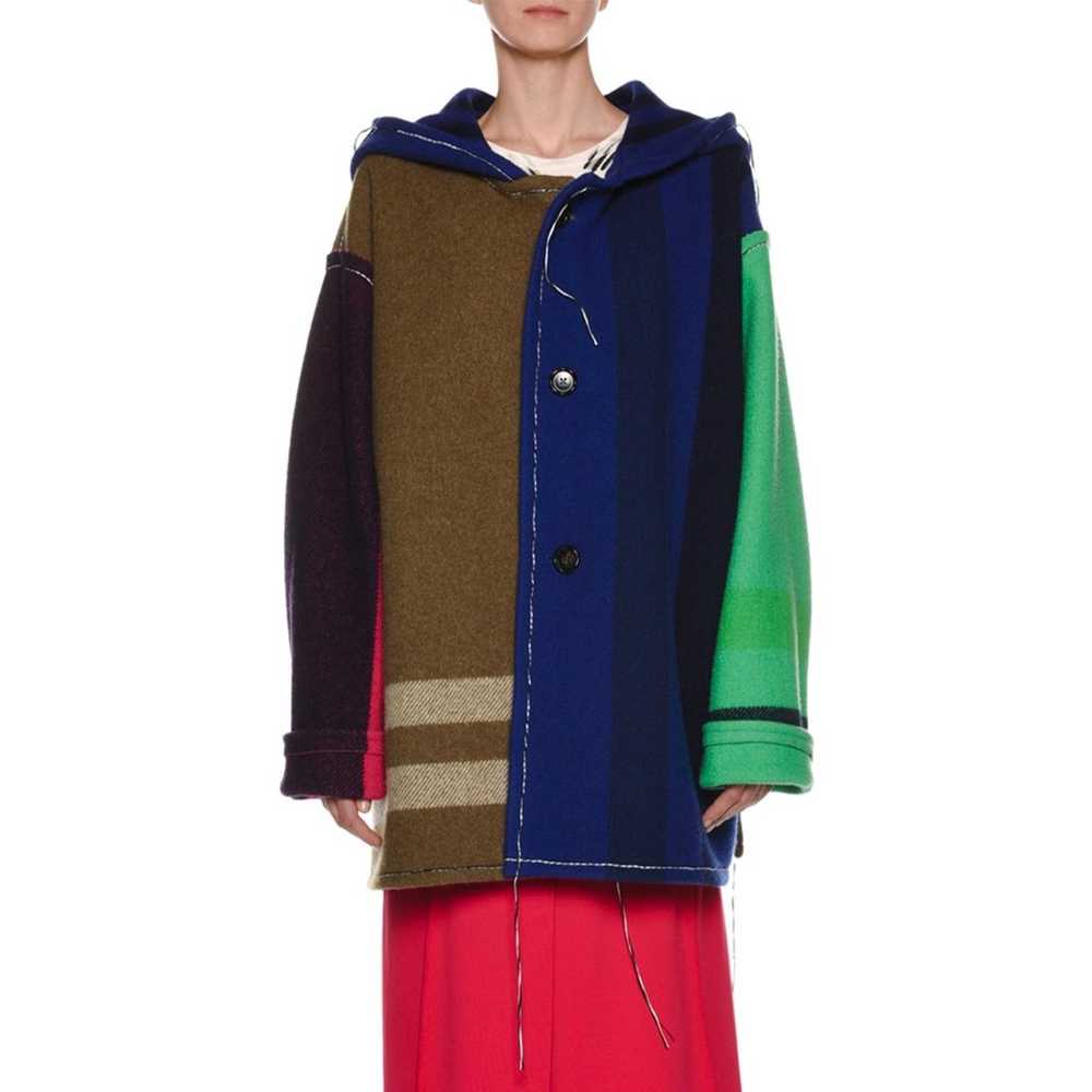 Marni $2.5k Hooded patchwork wool fringe coat - image 1