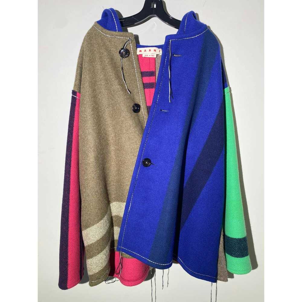 Marni $2.5k Hooded patchwork wool fringe coat - image 2