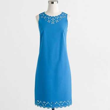 J. Crew Lazer Cut Floral Dress in Blue. - image 1