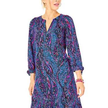 Lilly Pulitzer Cath Dress Blue Flare Always Pawsi… - image 1