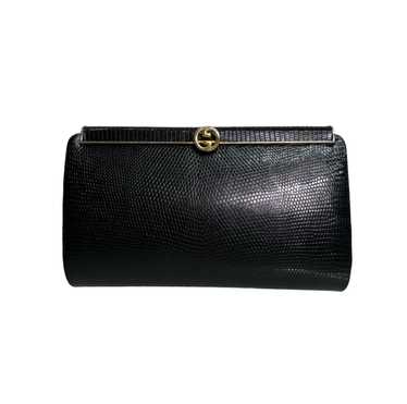 Gucci Vintage Black Lizard Leather Box Case Frame… - image 1