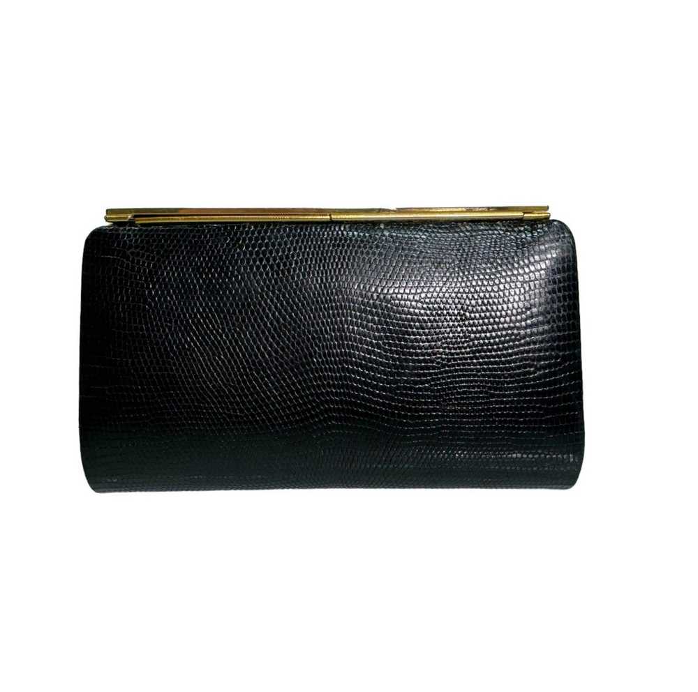 Gucci Vintage Black Lizard Leather Box Case Frame… - image 2