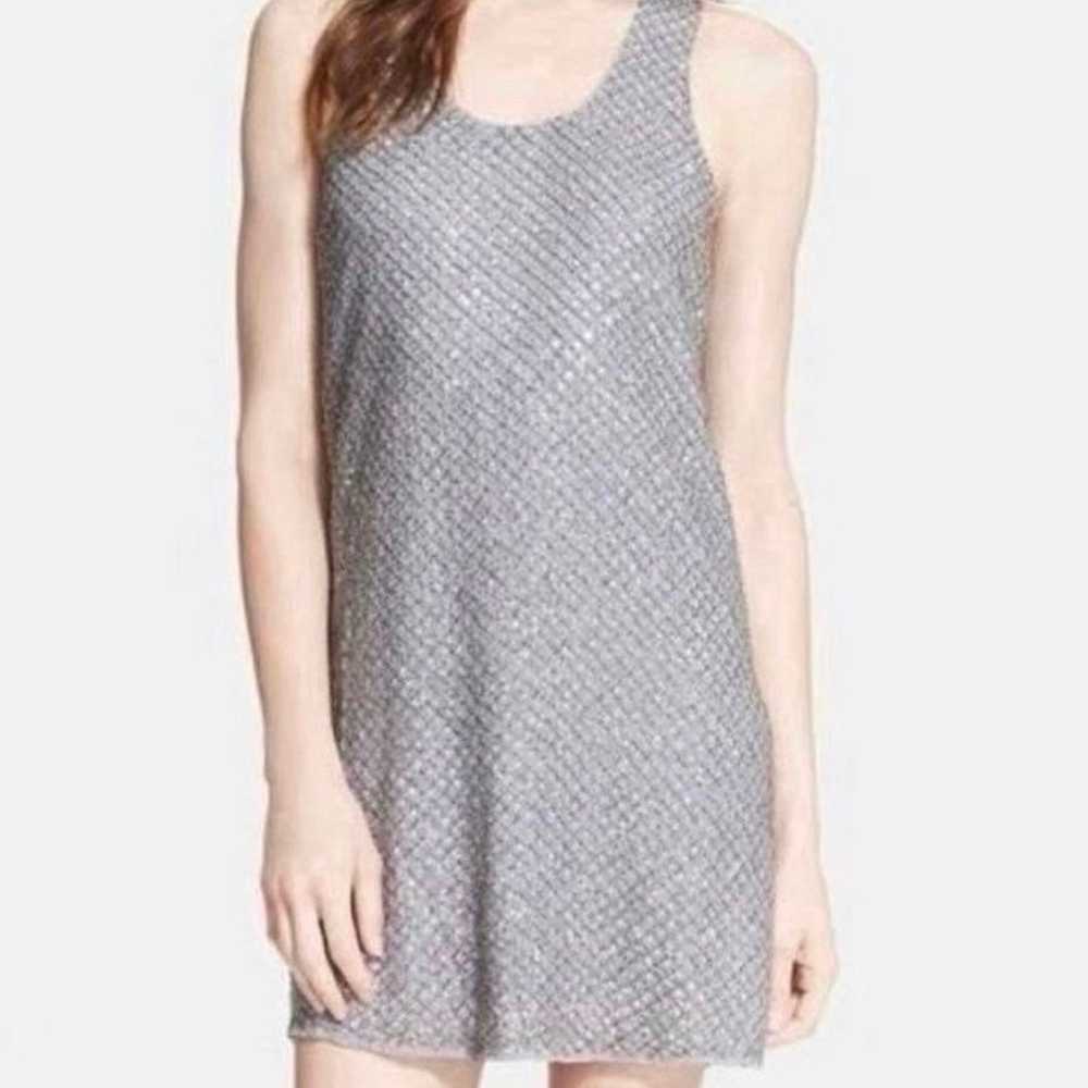 Joie Silk Silver Sequin Beaded mini dress size XS - image 1