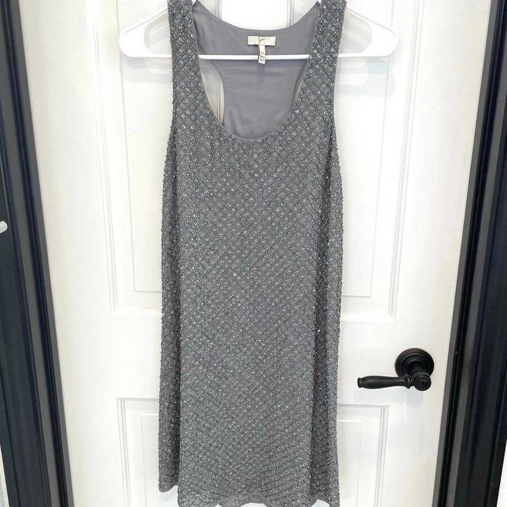 Joie Silk Silver Sequin Beaded mini dress size XS - image 3