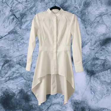 KAMI White High-Low Tuxedo Shirt Dress - image 1