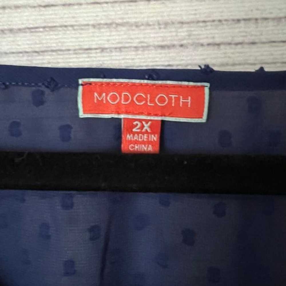 ModCloth Navy Blue Textured Swiss Dot Chiffon Pra… - image 7