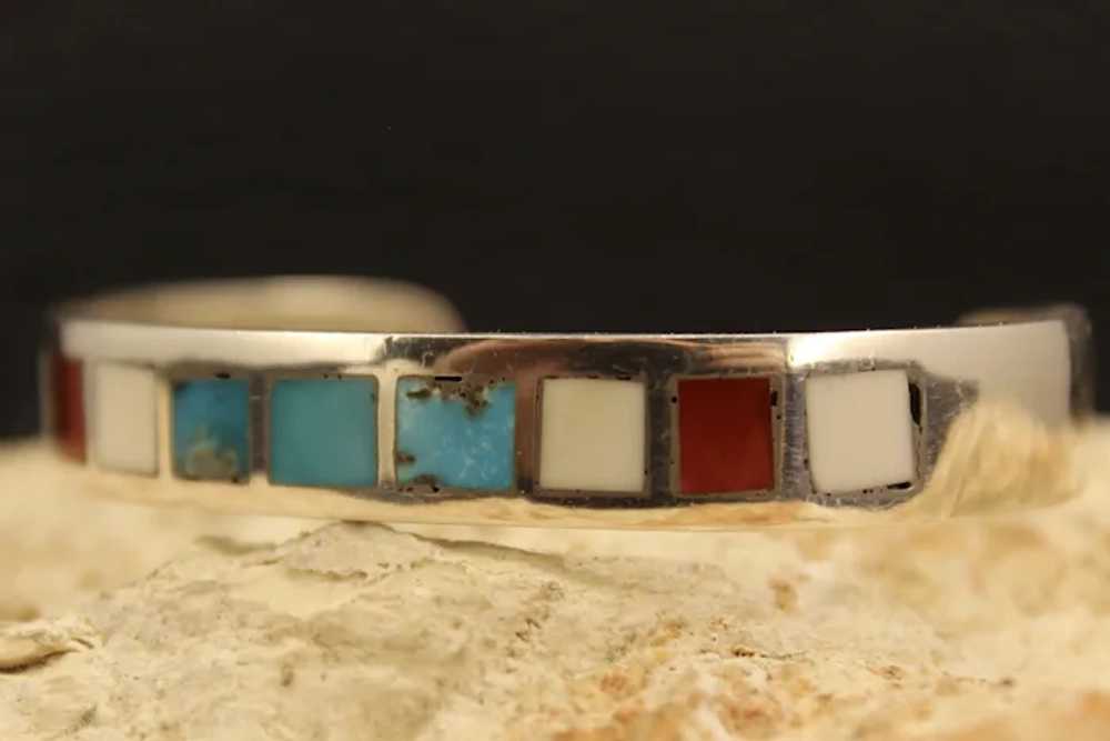 Native American Sterling Silver Multi Gem Cuff - image 10