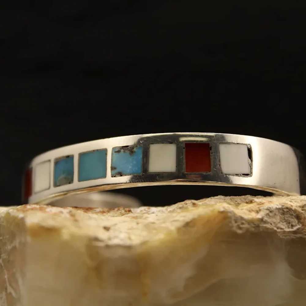 Native American Sterling Silver Multi Gem Cuff - image 3