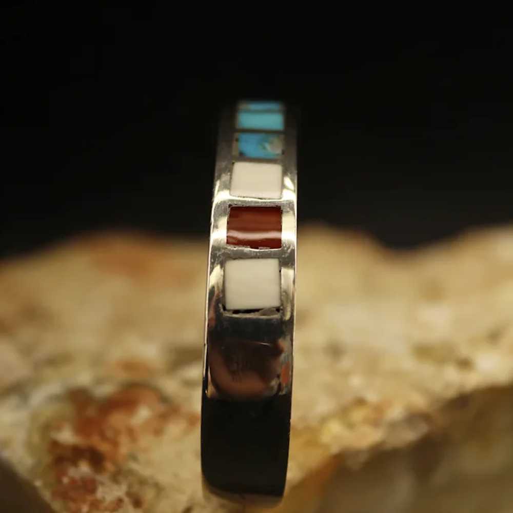 Native American Sterling Silver Multi Gem Cuff - image 5