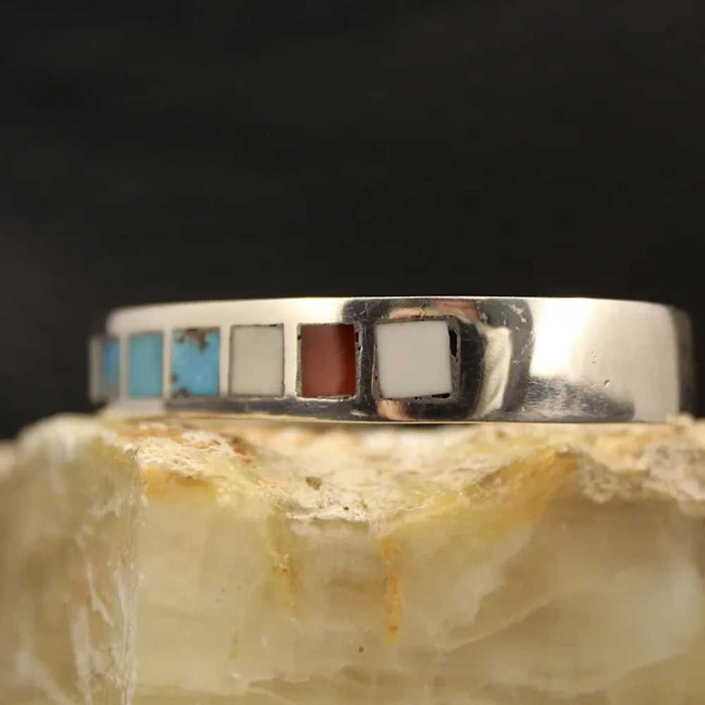 Native American Sterling Silver Multi Gem Cuff - image 6