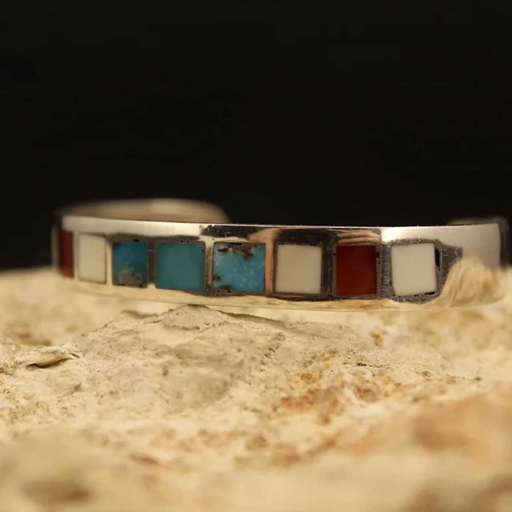 Native American Sterling Silver Multi Gem Cuff - image 8