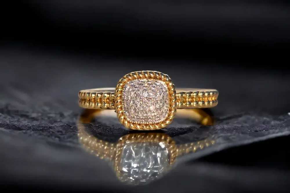 Pave Set Natural Diamond Ring with Roped Halo and… - image 10